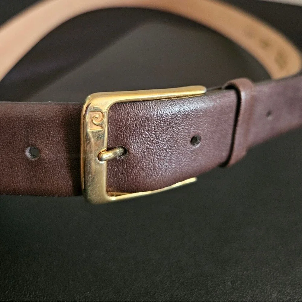 Pierre Cardin Brown Cowhide Leather Belt Size L 40